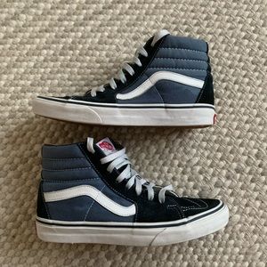 High-to Vans Sk8-Hi (Navy/Black/White). High tops